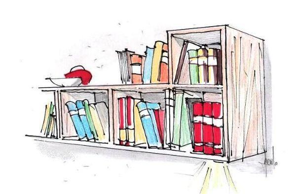 Libreria componibile moduli a L